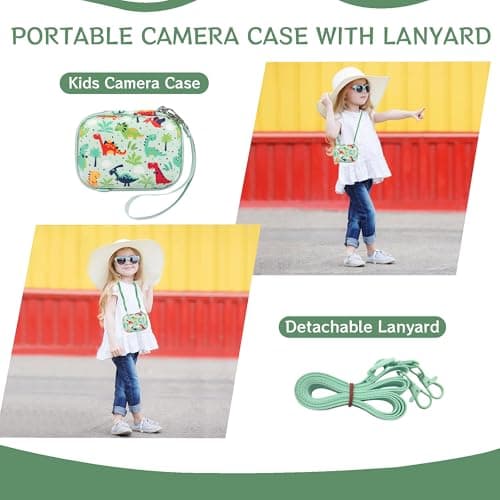 Leayjeen Kids Digital Camera Case, Compatible with Gofunly/Hangrui/Cocopa/GREENKINDER/YunLone/arnssien/Vavkasi, Christmas Birthday Gift Toys for Boys and Girls(Case Only) Green Dinosaur — view 6