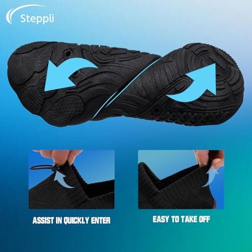 Steppli Water Shoes Barefoot Beach Aqua Quick-Dry Breathable Weitsuit Non Slip Lightweight Shoes for Men Women Black EU39=UK6.5 — view 6