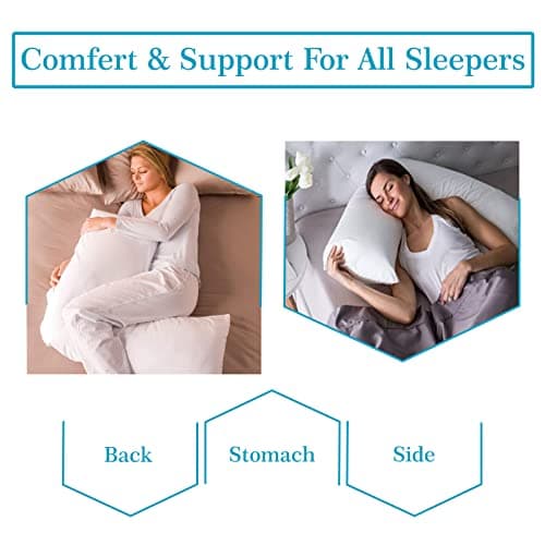 MH Home Luxury Filling V Pillow With Pillowcase - Orthopedic Supportive Pillow For Neck, Back & Shoulder - Pregnancy Nursing Support Shaped Pillows - Premium Hollowfiber Filling & Machine Washable — view 4
