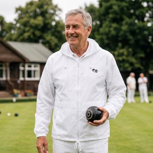 Lawn Bowls Cagoule White Unisex Waterproof Hooded Rain Jacket M — view 5