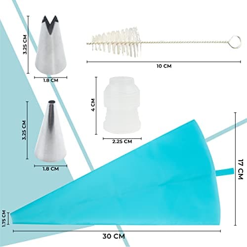 Silicone Piping Bags, 8 pcs Stainless Steel Nozzles Set with Coupler, 30cmx17cm-1 Reusable Icing Piping Bag with Cleaning Brush for Decorating Cakes, Pastries & Cupcakes (Pack of 11) — view 2