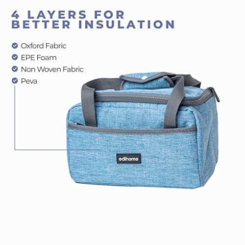 edihome, Insulated Lunch Bag, Cool Bag, 8l, for School, Travel, Picnic or Work, Kids and Adults, Portable, with Handles, Available in Black, Blue, Grey and Brown (Blue) — view 4