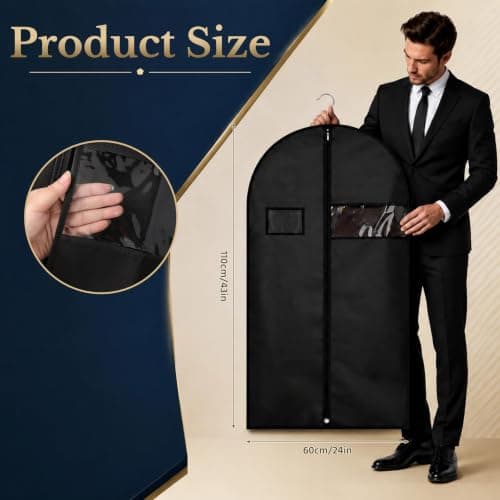 8 Pack Garment Bags Dustproof, Suit Cover with Clear Window and Pocket — view 2