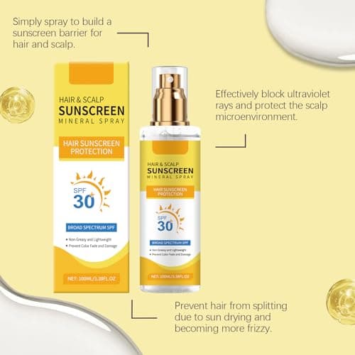 Scalp Sun Protection Spray - Lightweight Sun Cream Spray for Hair - Non-Greasy Waterproof SPF30 Scalp Sunscreen for All Type Hair, Hiking, Beach or Running — view 3