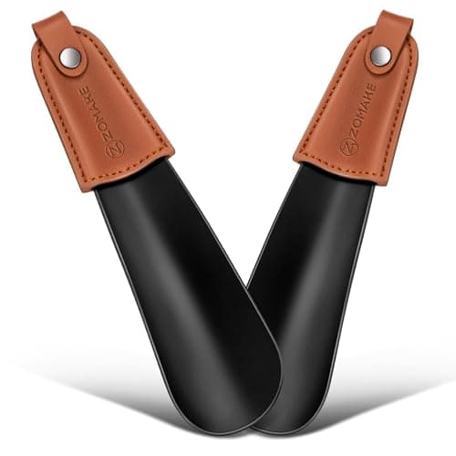 ZOMAKE Metal Shoe Horn, Small Shoehorn for Men Women Kids (2pcs 19cm)