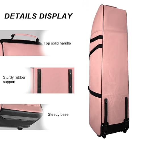 Heavy Duty Oxford Wear-Resistant Soft-Sided Golf Club Flight Bag with Wheels,Pink — view 3