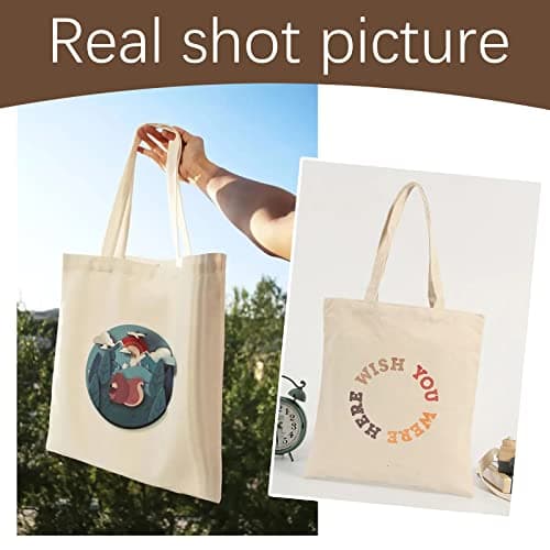 OKBA 10-Pack Blank Reusable Grocery Shopping Cloth Bags canvas tote bags Bulk DIY custom, Canvas Bags, L — view 5