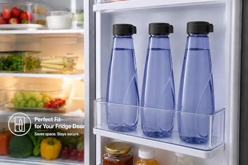 JMS we create smile (Set of 6) Plastic Water Bottles Juice Bottle BPA Free Leakproof Recyclable Drink with Lids Fridge Door Storage Table Water Serving Screw Cap Outdoor Sports Gym (Smoke Grey) — view 6