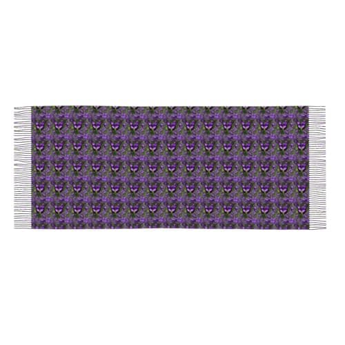 Purple Butterfly Print Elegant Fringe Scarf Shawl Wrap For Women Winter Fall Spring Travel Accessory Gift — view 5