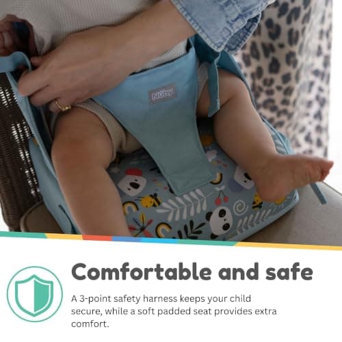 Nuby Compact Foldable Travel Booster Seat with Storage Pocket, 6M+, Blue — view 4