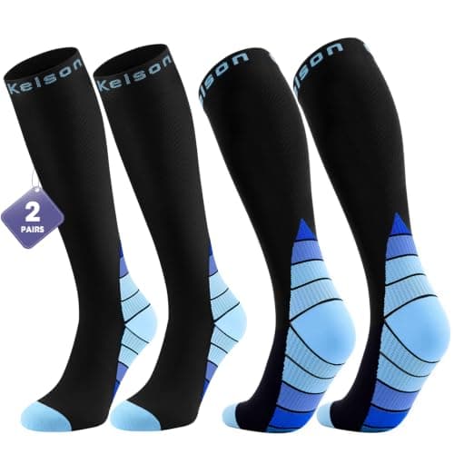 2 Pairs Compression Socks for Women and Men, 20-30 mmHg Flight Socks