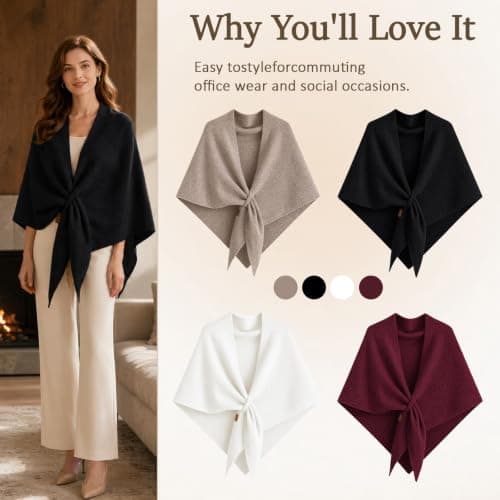Celsano Triangle Pashmina Shawls and Wraps 185*75cm Knitted Shawl for Women — view 4