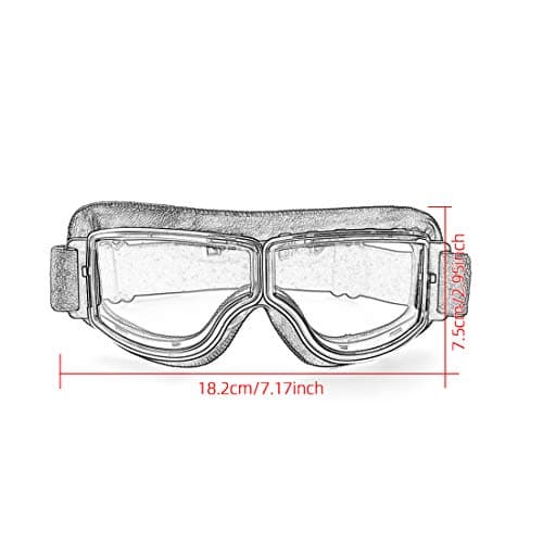 Evomosa Motorcycle Goggles PU Leather Windproof Sunglasses Sports Glasses Retro Bike Glasses for ATV Motocross (Black) — view 6