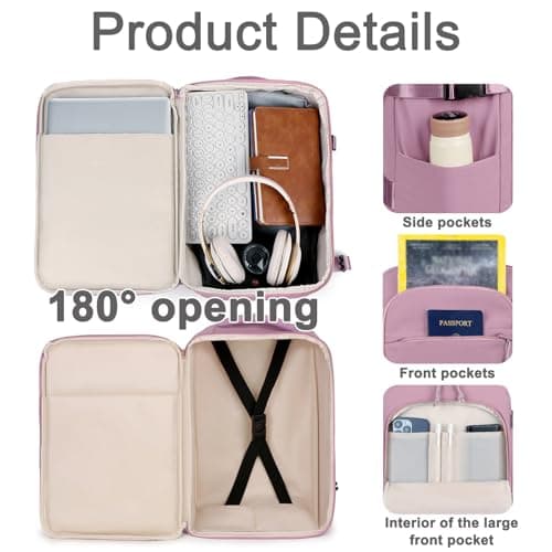 Treer Ryanair Cabin Bags 40x26x20 Underseat Travel Backpack Cabin Bag Carry on Water Resistant Hand Luggage for Airplanes, Multiple Pockets Comfort Rucksack for Men Women (Yellow,40x26x20cm) — view 6