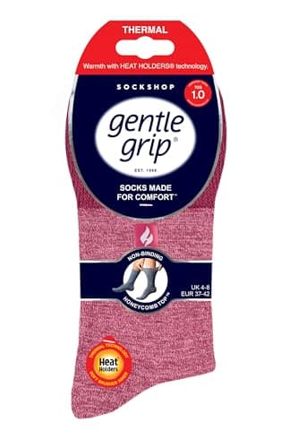 SockShop Gentle Grip Heat Holders Womens Socks - Thermal, Warm, Cosy, Gentle Cuff. Soft Top, Plain, 1 Pairs Size 4-8 (UK, Numeric, 4, 8, Regular, Regular, Pink) — view 2