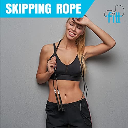 Fittbox Strength Training Equipments | Gym Equipment For Home | 3 Piece Resistance Bands | Ab Wheel Roller With Knee Pad | Speed Skipping Rope | Complete Workout Guide | Home Gym Fitness Equipment | — view 3