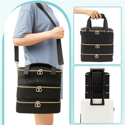 Nail Polish Organizer Case 3-Layer Portable Nail Bag for Nail Tech Black — view 6