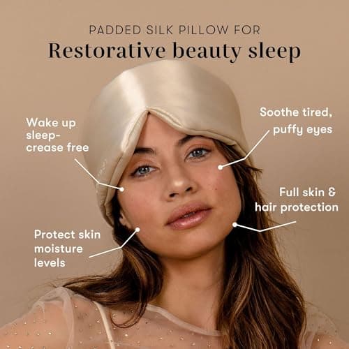 DROWSY Silk Sleep Mask. Face-Hugging, Padded Silk Cocoon for Luxury Sleep in Total Darkness (Dusty Gold) — view 3