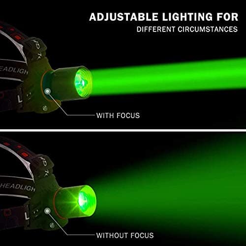 WESLITE Green Light Head Torch, Green LED Headlamp with Green Light Headlight High Lumens & Zoomable 3 Modes USB Rechargeable Head Torch Green for Night Vision Camping Hiking Fishing — view 3