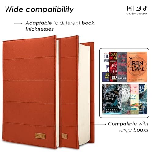 HANOI Collection® Adjustable™ Padded Book Sleeve, Book Protector, Padded Book Cover for Hard Covers and paperbacks. (Orange, Small) — view 4