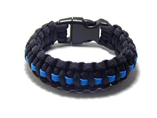 Paracord Survival Bracelet Black Thin Blue Line Police