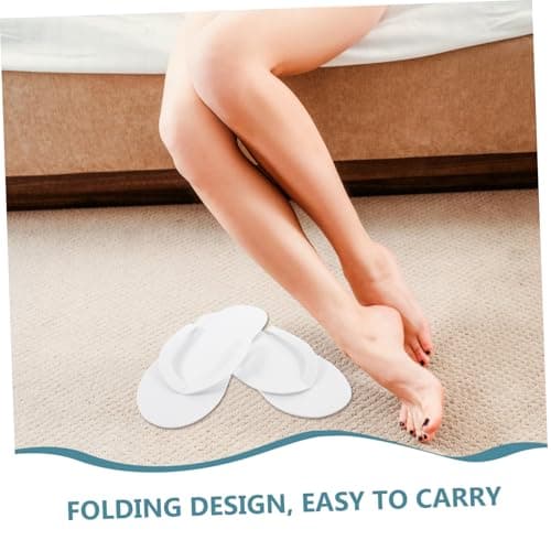 KOCKSHION 12pairs Disposable Foldable Slippers for Travel Soft Comfy Slippers for Women Quick Dry for Hotel Bathroom Home Use — view 2