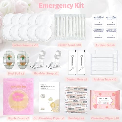 Women's Wedding Emergency Kit for Bride Wedding Survival Set with Makeup Bag, 42 Pc Wedding Daily Travel Essential Items — view 6