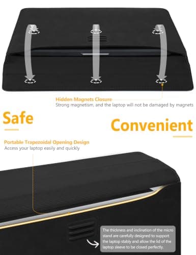 HYZUO 13.3-14 Inch Laptop Case Sleeve with Adjustable Stand, Black — view 4