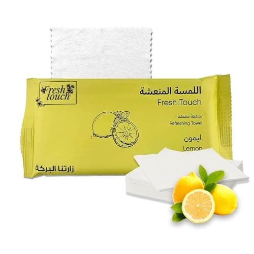 TB1 Products Luxury Towel Wipes 6 Pack – Fresh Lemon Scent – Large 25x25cm Disposable Towels – Individually Wrapped Soft Napkins for Face, Hands & Body – Hot or Cold Use for Travel & Events