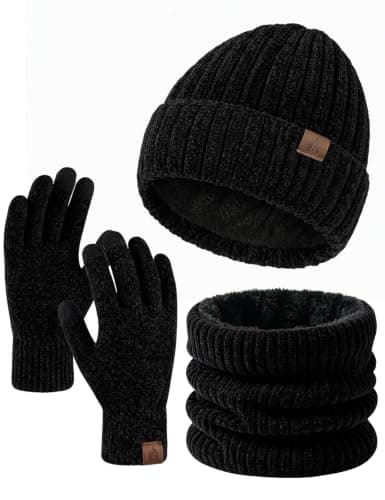 heekpek Hat Scarf Gloves Set for Men Chenille Accessories Set