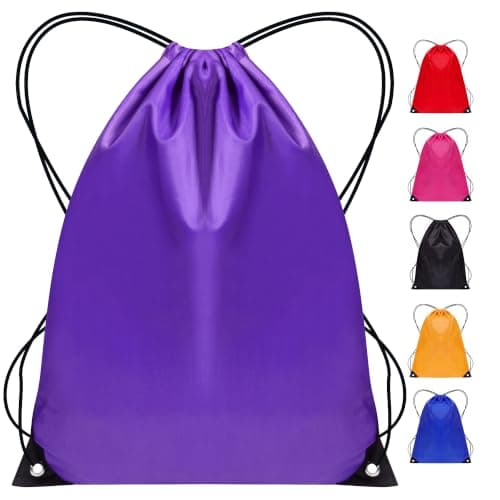 SAWANS Drawstring Bags Gym Swimming School Sports Bag Unisex 1PCS Trainer String Bag Sack Backpack PE Bags for Women Men Children Travel Beach Kids Boys Girls Outdoor Shopping (Purple 1pc)
