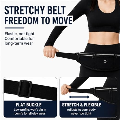 Running Belt for Woman & Man,Lightweight Water Bottle Holder with 3 Pockets — view 4