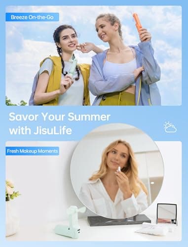 JISULIFE Handheld Mini Fan, 3 IN 1 USB Rechargeable Portable Fan [12-19 Working Hours] with Power Bank, Flashlight, Pocket Design for Travel/Summer/Concerts/Lash, Gifts for Women (Green) — view 6