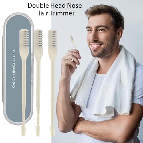 Nose Hair Trimmer - Manual Nose Cleaner | 360 Degree Rotating Ear and Noses Hair Trimmer, Double Head Stainless Steel Nasal Trimmers for Men & Women, Washable Reusable Portable Travel Size Tool — view 4