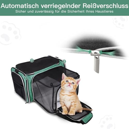 BAGLHER Cat Carrier Bag, Airline Approved Pet Carrier Soft Side Pet Travel 5 Sides Open Doors 3 Sides Expandable Foldable Dog Carrier with Fleece Pad — view 4