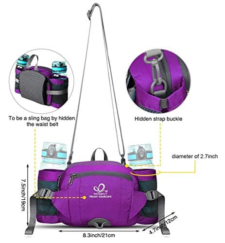 Waterfly Hiking Waist Fanny Pack Bum Bag with Bottle Holder — view 5