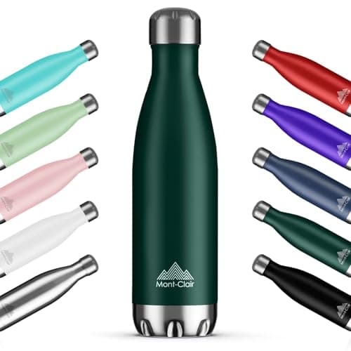 Mont-Clair H2O Stainless Steel Water Bottle, Vacuum Insulated - BPA Free, 12h Hot & 24h Cold Drinks, Metal Water Bottle 500ML Leakproof, Ideal for Adult, Kids, Running - Dark Green