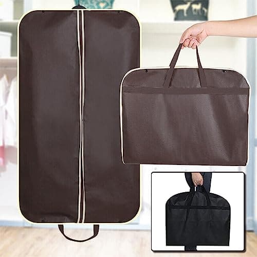 Zip Up Hanging Suit Dress Coat Garment Bag Clothes Cover DustProof Storage Suit Carrier Protector Bags, (gold L) — view 3