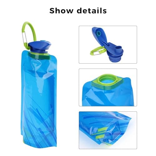 Rnigra Collapsible Water Bottles 2 Pcs, 700ml Foldable, BPA Free, Black + Blue, Travel, Festivals, Hiking, Camping — view 3