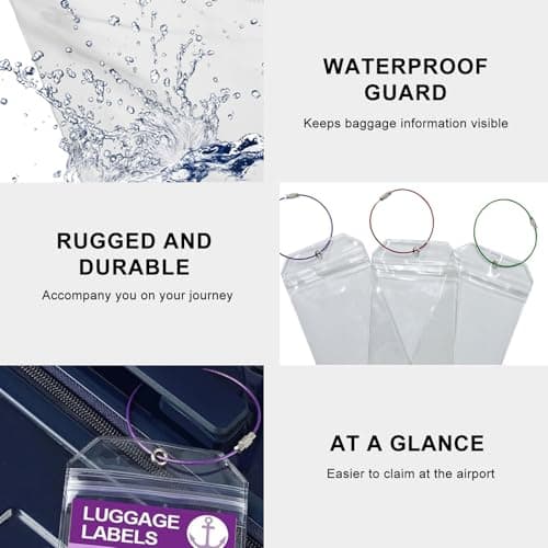 4PCS Cruise Luggage Tag Holder - Waterproof Travel Tags - Clear Suitcase Tags - Zip Seal & Steel Loops - Luggage Accessories for Cruise Ships & Travel — view 3