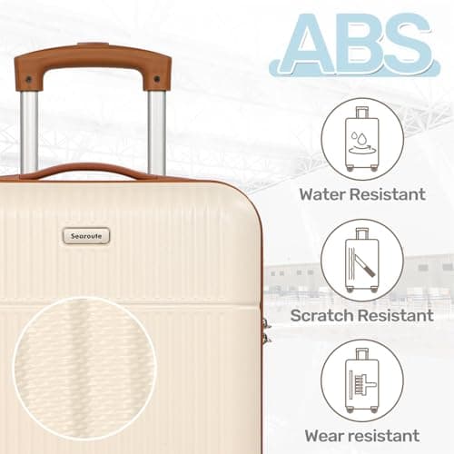 H.yeed Luggage Sets 2, ABS Hard Shell Lightweight Trolley Travel Suitcase Set with 4 Spinner Wheels TSA Lock for Man Women, 21" + 28" (White) — view 2