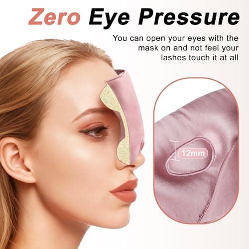 VOCOSTE 22 Momme Pure Silk Sleep Mask with Travel Pouch, 3D Contour Adjustable Blindfold for Side Sleepers, Eye Mask Locks Light for Sleeping, Bean Pink — view 2