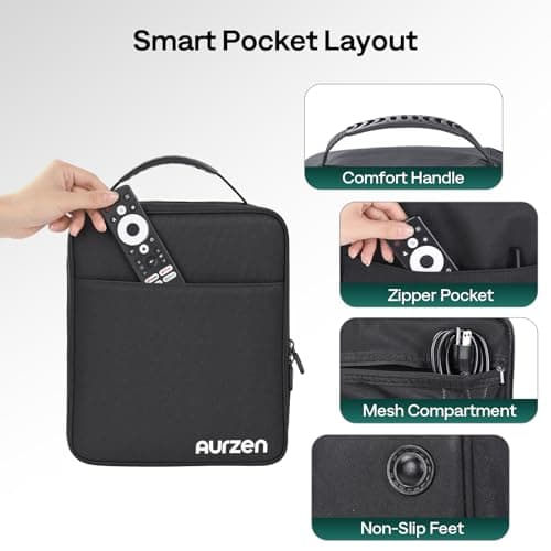 Aurzen D1 Air Smart Portable Projector Bundle with Travel Carrying Case, Built-in Netflix & USB-C Powered, TOF Auto Focus, Dolby Audio, Protective Pouch for Camping & Travel — view 5