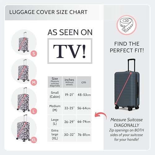 Periea Luggage Covers for Suitcases – Suitcase Cover – Premium Elasticated Material – Small, Medium, Large or Extra Large (Extra-large, Peach Leaves) — view 3