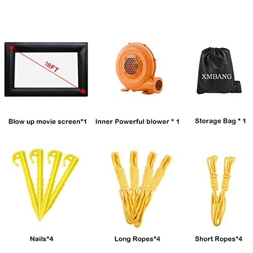 Xmaybang 18ft Inflatable Movie Projector Screen, Outdoor Projector Screen, Front/Rear Projection, Including Blower, Pedestal, Straps and Storage Bag — view 6