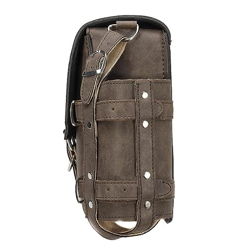 Surakey Motorcycle Solo Saddle Bag and Pannier Storage with Drink Bottle Holder PU Leather Waterproof Solo Swing Arm Bag Motorbike Luggage Bag Right Side Bag, Black — view 5