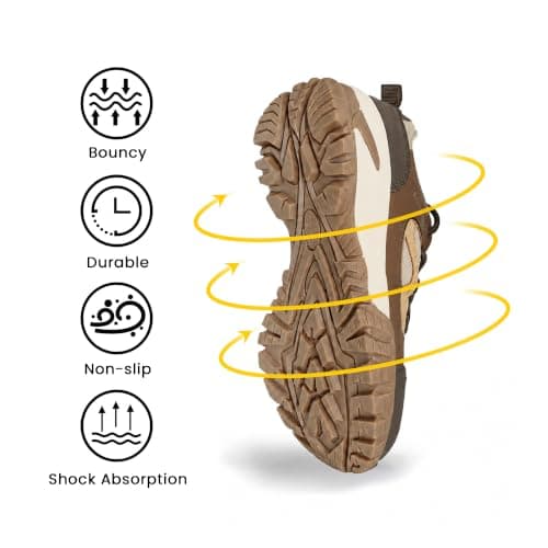 CC-Los Women's Waterproof Outdoor Walking Shoes Non-Slip Lightweight Hiking Brown Wide Size 6 — view 5