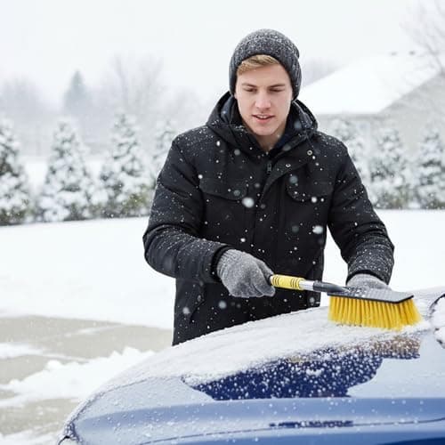Ice Scraping Wand - Adjustable Auto, Heavy Duty Frost Remover, Broom Head, Padded Handhold, Portable Windscreen Cleaner Kit | Travel Safety Equipment for Cars Estates Journe — view 2