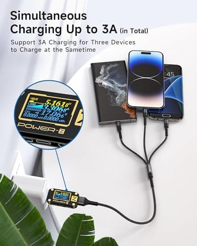 RAVIAD Multi Charger Cable, 3 in 1 Charger Cable 3A USB Fast Charging Cord — view 3