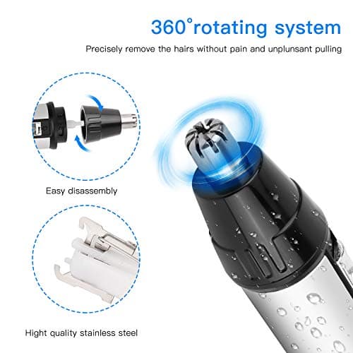 QKURT USB 4 in 1 Ear and Nose Hair Trimmer, Safely Painless Personal Grooming Kit for Men and Women, Waterproof Beard Trimmer for Easy Clean — view 4